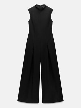 LIKE NEW Zara Black Wide Leg Voluminous Palazzo Jumpsuit Medium